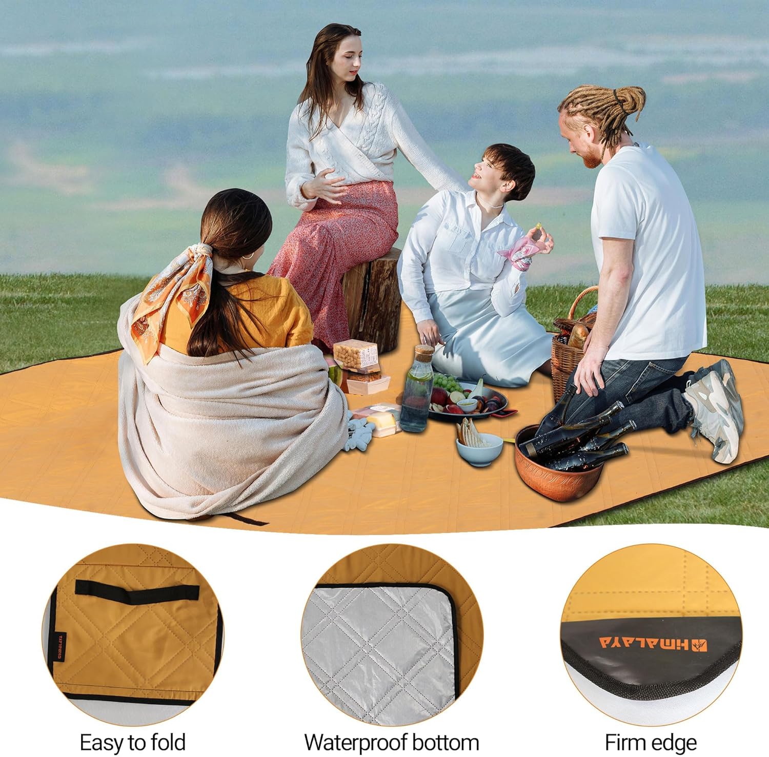 Outdoor Waterproof Blanket 78 x 59" Picnic Mat Folding Outside Blankets for Camping Beach Party Park Outdoor Large Picnic Blankets Picnic Supplies · v4