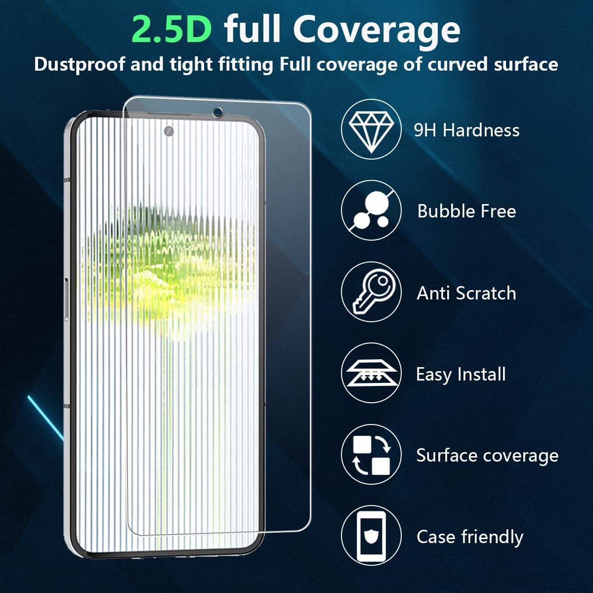 Screen Protector for Nothing Phone (2) [3 Pack] With Camera Lens Protector [3 Pack] Full Coverage, Bubble Free, Case Friendly, Tempered Glass for Nothing Phone (2) Screen Protector · v2