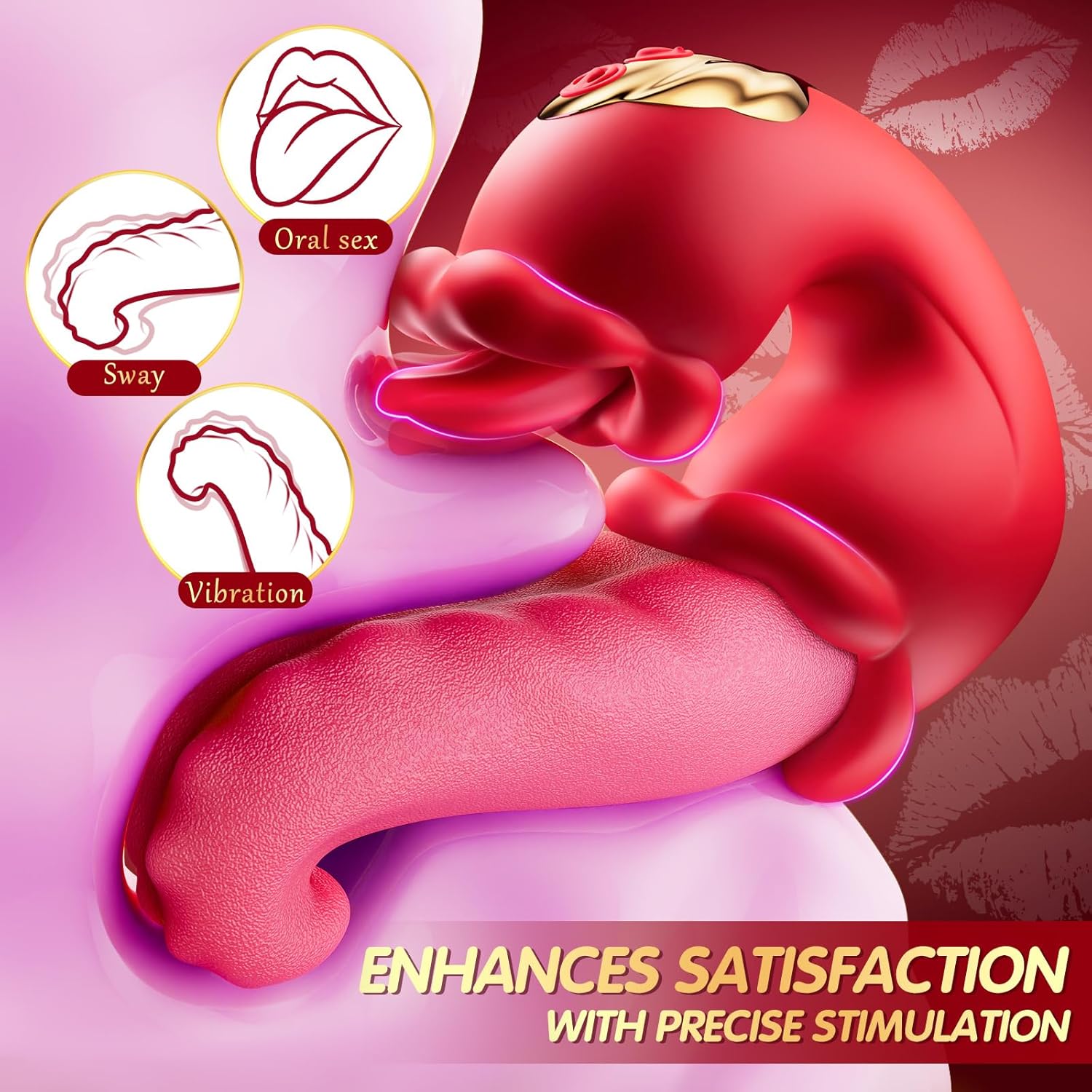Vibrator Adult Sex Toys for Women - 4 in 1 Tongue Thrusting Vibrators Dildo Rose Sex Toy with 10 Licking Clitoral  Swing Mode, Sucking Clit Stimulator G Spot Pleasure Tools for Female Couples Games · v2