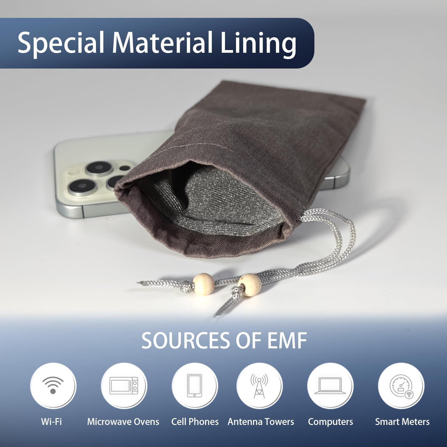 EMF 보호 전화 슬리브 - EMF 차단 휴대 케이스, 높은 차폐 효율, 주머니나 지갑에 쏙 들어가고, 대부분 스마트폰과 호환, 4x 8인치 크기, 회색