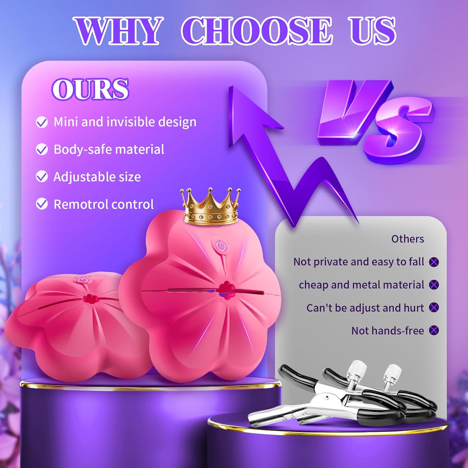 Sex Toys Nipple Vibrator - Nipple Clamps Women Sex Toy with 10 Vibration Modes, Mini Adjustable Nipple Clips with Remote Control for Nipple Stimulation, BDSM Adult Sex Toy for Women Couples · v3