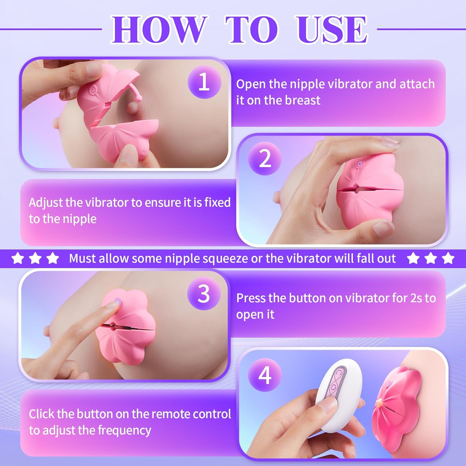 Sex Toys Nipple Vibrator - Nipple Clamps Women Sex Toy with 10 Vibration Modes, Mini Adjustable Nipple Clips with Remote Control for Nipple Stimulation, BDSM Adult Sex Toy for Women Couples · v3