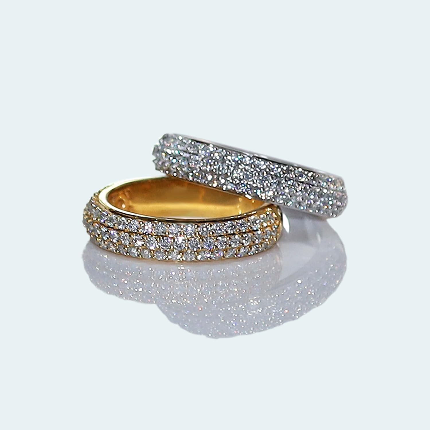 Anillo de boda SAVEARTH DIAMONDS de 1 quilate redondo creado en laboratorio con diamantes moissanitas cultivados en laboratorio en 3 hileras para mujer en oro de 14 quilates sobre plata de ley (claridad VS-SI, 1,00 quilates), regalo para ella