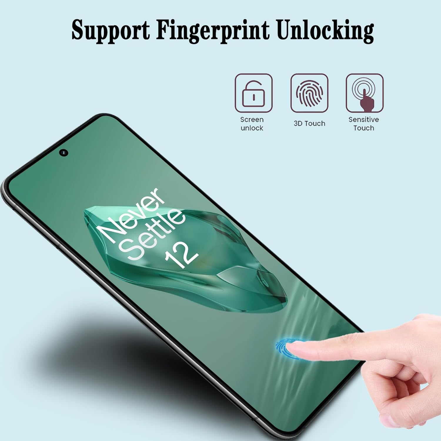 [2 1 Pack] Screen Protector for OnePlus 12, 2 Pack 9H Tempered Glass Screen Protector 1 Pack Glass Camera Lens Protector, Support Fingerprint Sensor Easy Install HD Film Compatible with OnePlus12