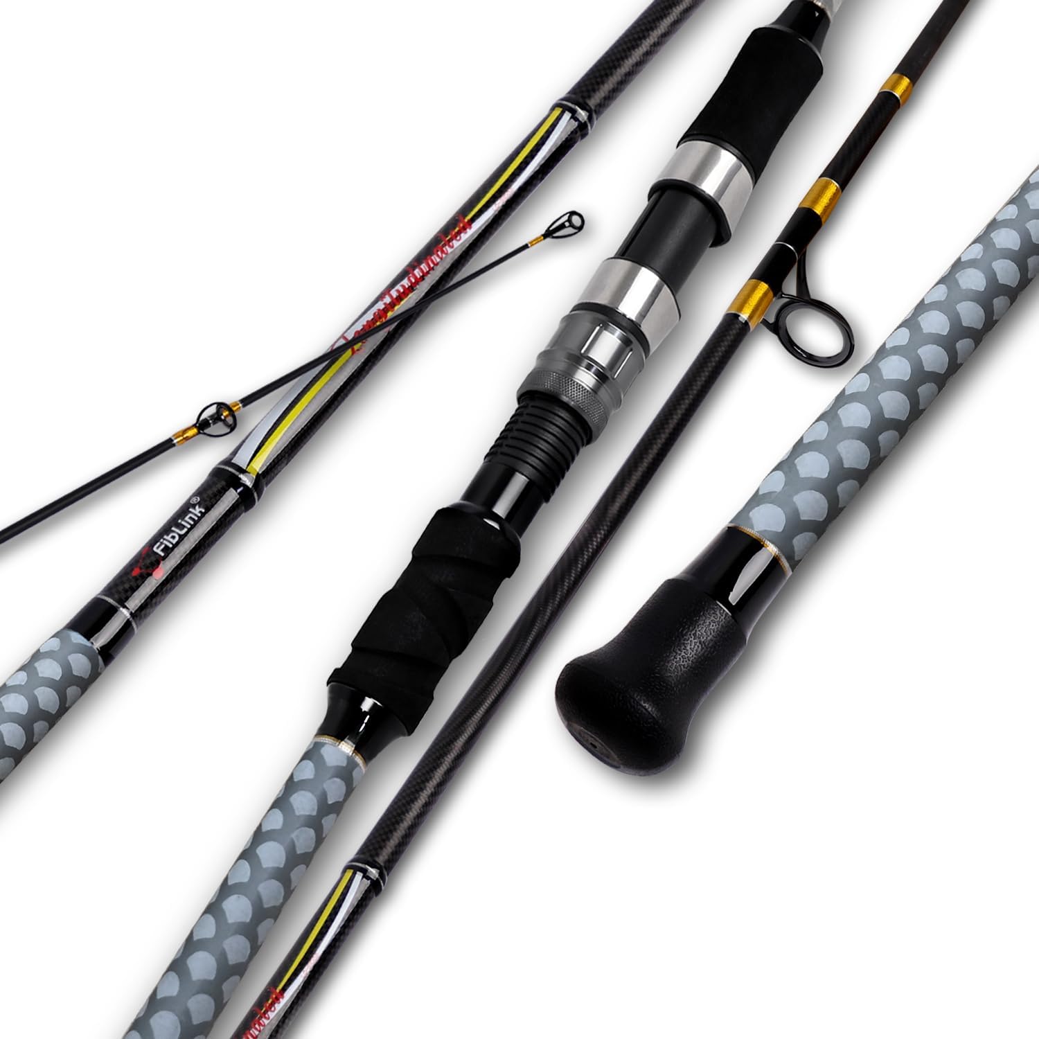 Fiblink Sörf Eğirme Çubuğu Taşınabilir Seyahat Sörf Oltası Gri Balık Ölçekli Isı Küçülmüş Saplı Karbon Tuzlu Su Plaj Oltası 9ft/10ft/12ft/13ft