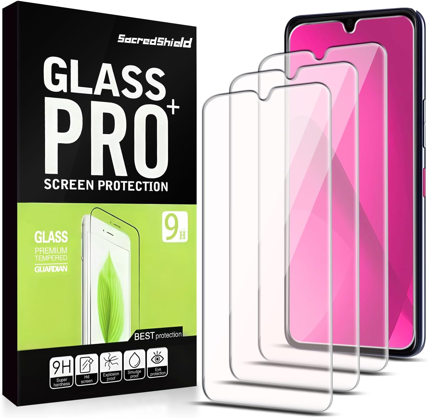 [3-Pack Screen Protector for T-Mobile Revvl 7 5G Tempered Glass, 9H Hardness, Bubble Free, Easy to Install