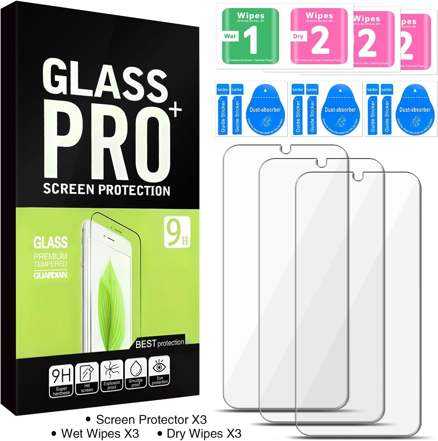 [3-Pack Screen Protector for T-Mobile Revvl 7 5G Tempered Glass, 9H Hardness, Bubble Free, Easy to Install