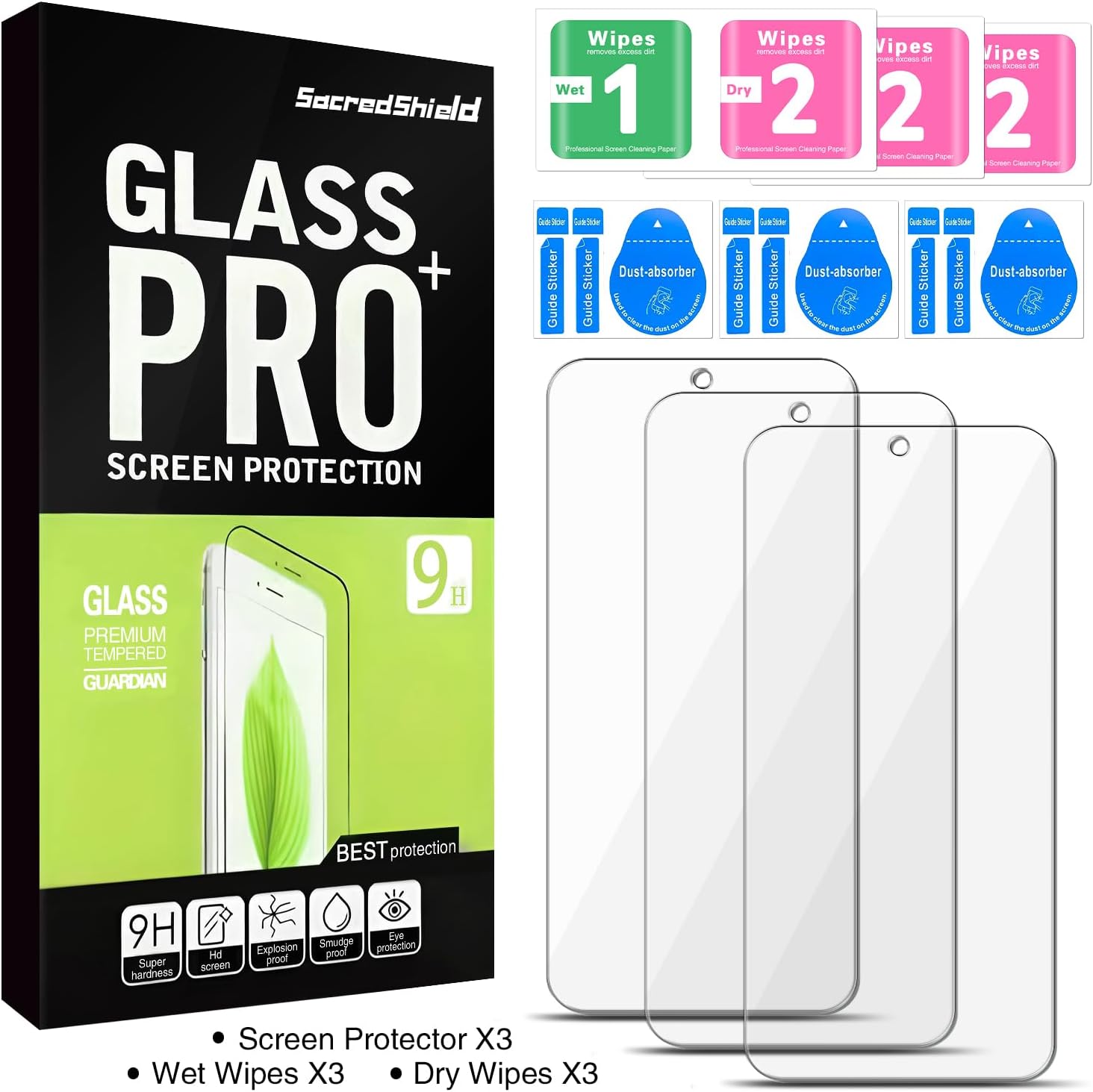 [3-Pack] Screen Protector for Xiaomi Redmi Note 13 Pro 5G Tempered Glass, 9H Hardness, Bubble Free, Easy to Install
