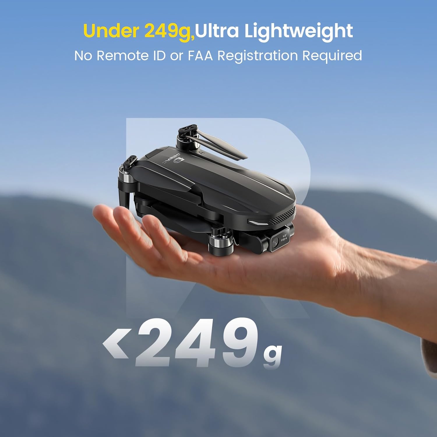 DEERC D65 2 Axis Mechanical Gimbal EIS GPS Drones with Camera for Adults 4K, 249g Foldable FPV Quadcopter Lightweight Drone with 30FPS Video, Brushless Motor, Follow Me, Auto Return, Wind Resistance · v4