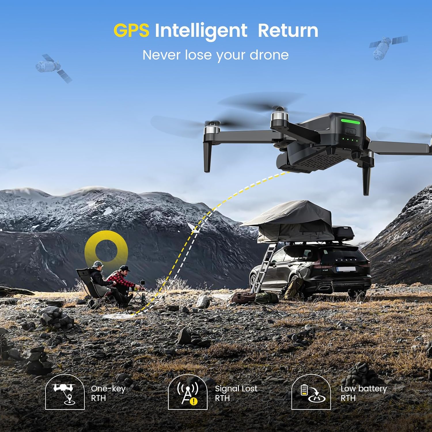 DEERC D65 2 Axis Mechanical Gimbal EIS GPS Drones with Camera for Adults 4K, 249g Foldable FPV Quadcopter Lightweight Drone with 30FPS Video, Brushless Motor, Follow Me, Auto Return, Wind Resistance · v4