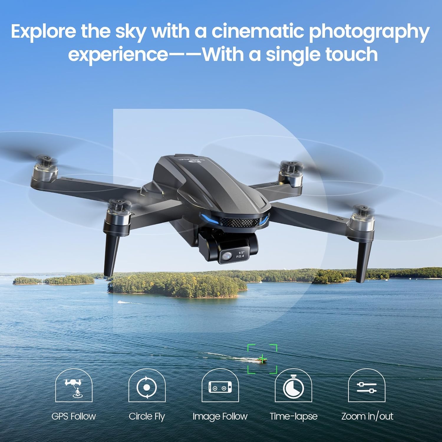 DEERC D65 2 Axis Mechanical Gimbal EIS GPS Drones with Camera for Adults 4K, 249g Foldable FPV Quadcopter Lightweight Drone with 30FPS Video, Brushless Motor, Follow Me, Auto Return, Wind Resistance · v4