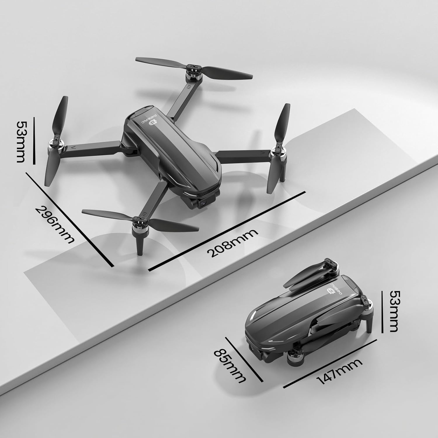 DEERC D65 2 Axis Mechanical Gimbal EIS GPS Drones with Camera for Adults 4K, 249g Foldable FPV Quadcopter Lightweight Drone with 30FPS Video, Brushless Motor, Follow Me, Auto Return, Wind Resistance · v4