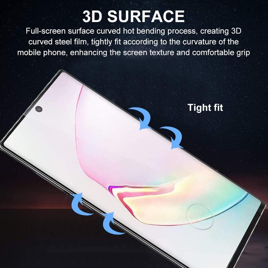 Protecteur d'écran pour Galaxy Note 10 Plus, film de protection d'écran en verre trempé pour Note 10 Plus【Lot de 2】Lot de 2 protecteurs d'objectif d'appareil photo, film de protection d'écran en verre trempé d'une dureté 9H pour Samsung Galaxy Note 10 Plus