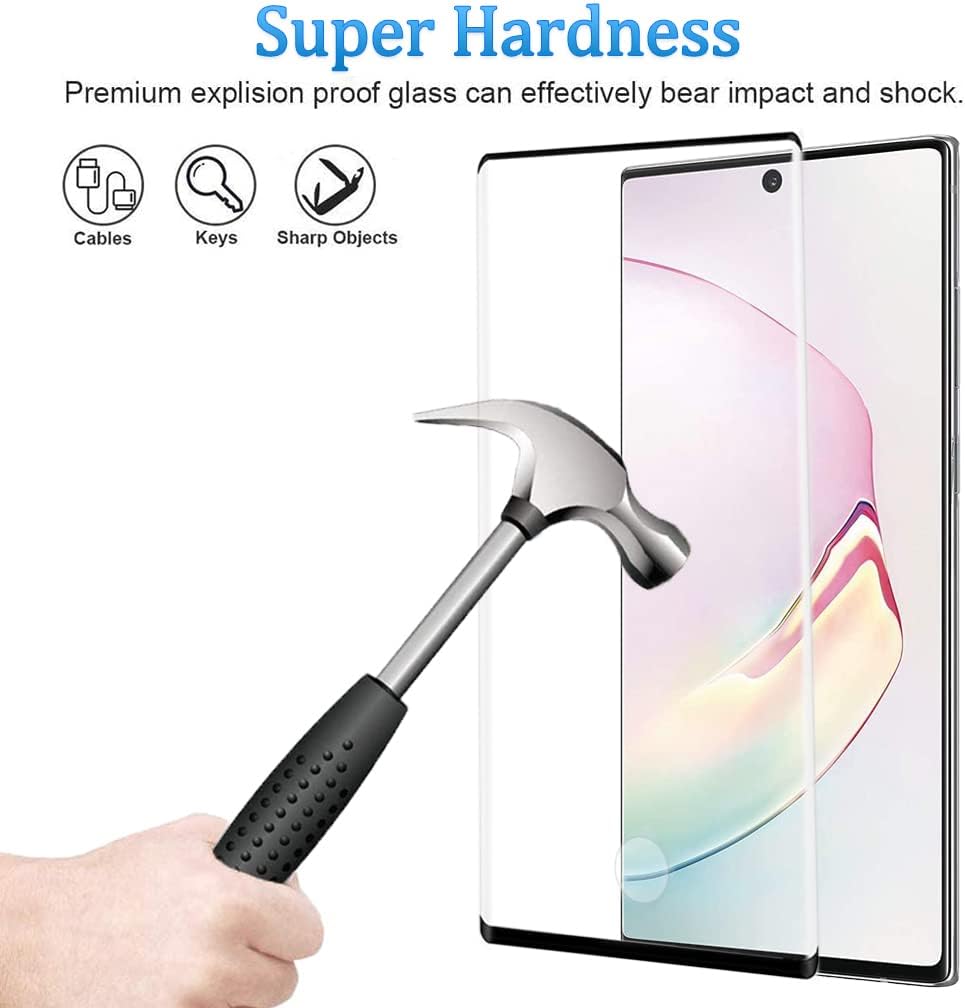 Protecteur d'écran pour Galaxy Note 10 Plus, film de protection d'écran en verre trempé pour Note 10 Plus【Lot de 2】Lot de 2 protecteurs d'objectif d'appareil photo, film de protection d'écran en verre trempé d'une dureté 9H pour Samsung Galaxy Note 10 Plus