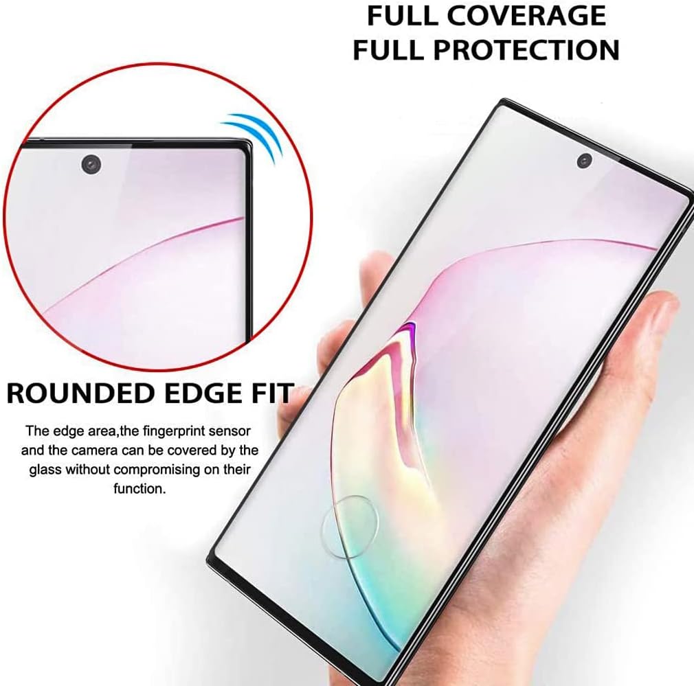 Protecteur d'écran pour Galaxy Note 10 Plus, film de protection d'écran en verre trempé pour Note 10 Plus【Lot de 2】Lot de 2 protecteurs d'objectif d'appareil photo, film de protection d'écran en verre trempé d'une dureté 9H pour Samsung Galaxy Note 10 Plus
