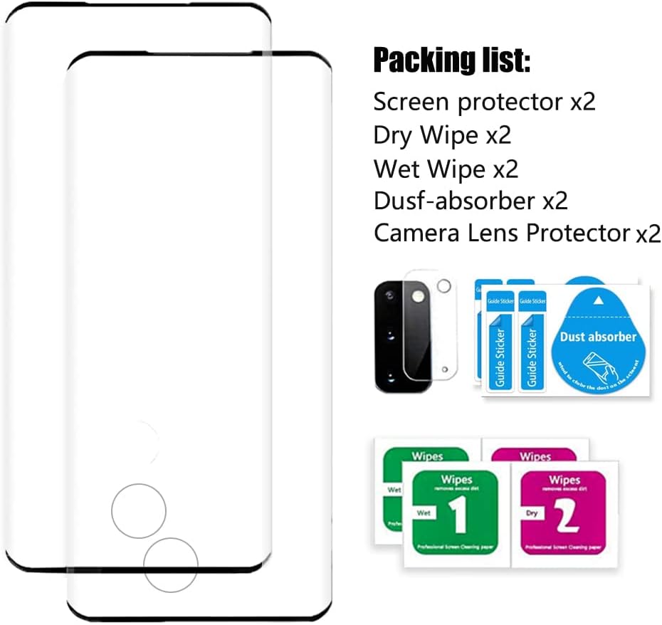Galaxy S20 Screen Protector, 2 Pack S20 Tempered Glass Screen Protector【2 2 Pack】 2 Pack Camera Lens Protector, 9H Hardness Tempered Glass Screen Protector for Samsung Galaxy S20 · v2