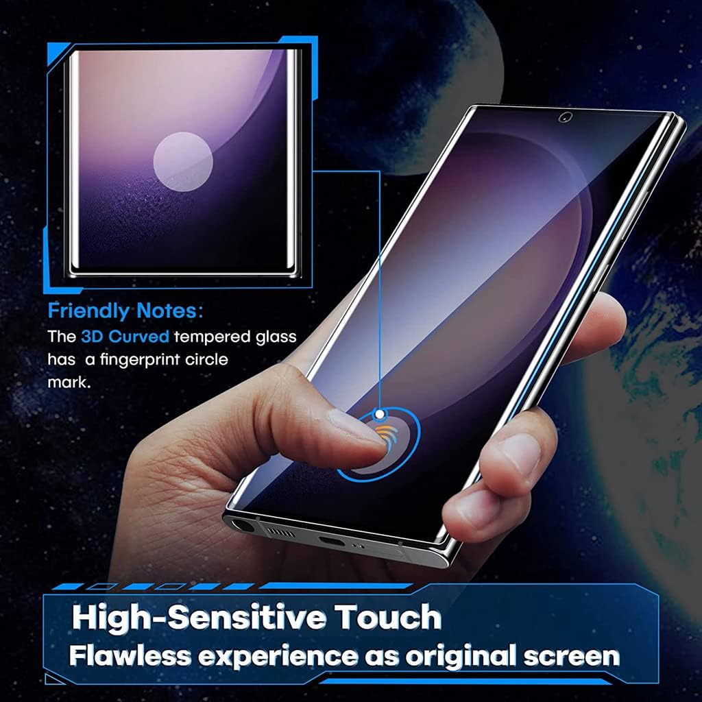 Protecteur d'écran pour Galaxy S23 Ultra, lot de 2 films de protection d'écran en verre trempé S23 Ultra【Lot de 2】Lot de 2 protecteurs d'objectif d'appareil photo, film de protection d'écran en verre trempé d'une dureté 9H pour Samsung Galaxy S23 Ultra