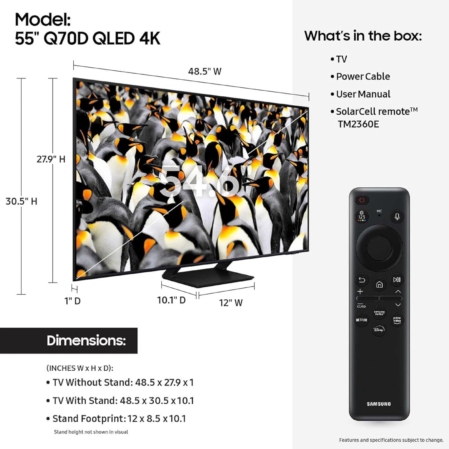 SAMSUNG 55-Inch Class QLED 4K Q70D Series Quantum HDR Smart TV with Object Tracking Sound Lite, Motion Xcelerator, Eye Comfort Mode, Gaming Hub, Alexa Built-in (QN55Q70D, 2024 Model) · v3