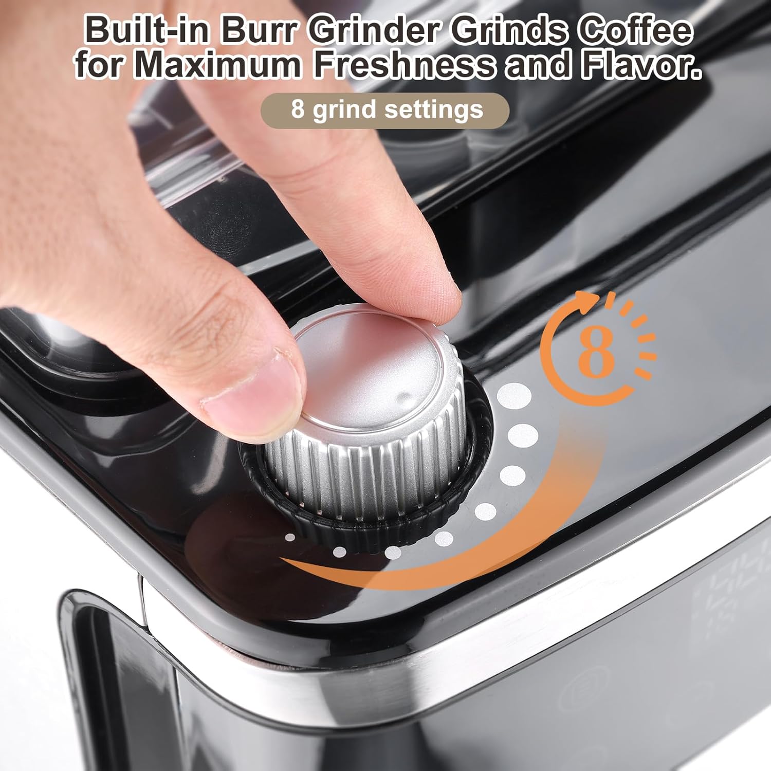 Homtone 10-Cup Coffee Maker with Burr Grinder Built-in,Programmable Grind Brew, Smart LED Touchscreen Auto Drip Machine, 950W, Black/Stainless Steel, Customizable Strength amp; Grind Size · v10