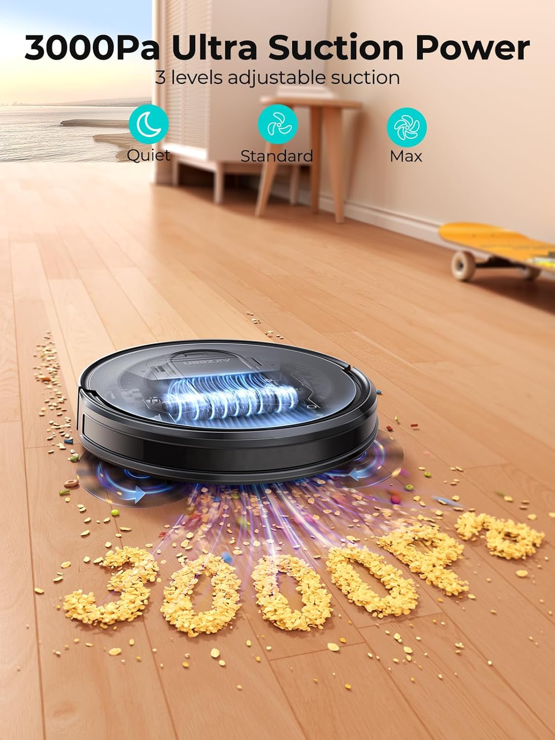 Robot Vacuum Cleaner with 3000Pa Suction,Personalized Cleaning Settings,Auto Self-Charging Robotic Vacuum,Carpet Booster,App/Alexa/Remote Control, Ideal for Pet Hair/Hard Floor/Carpet,R7 · v2