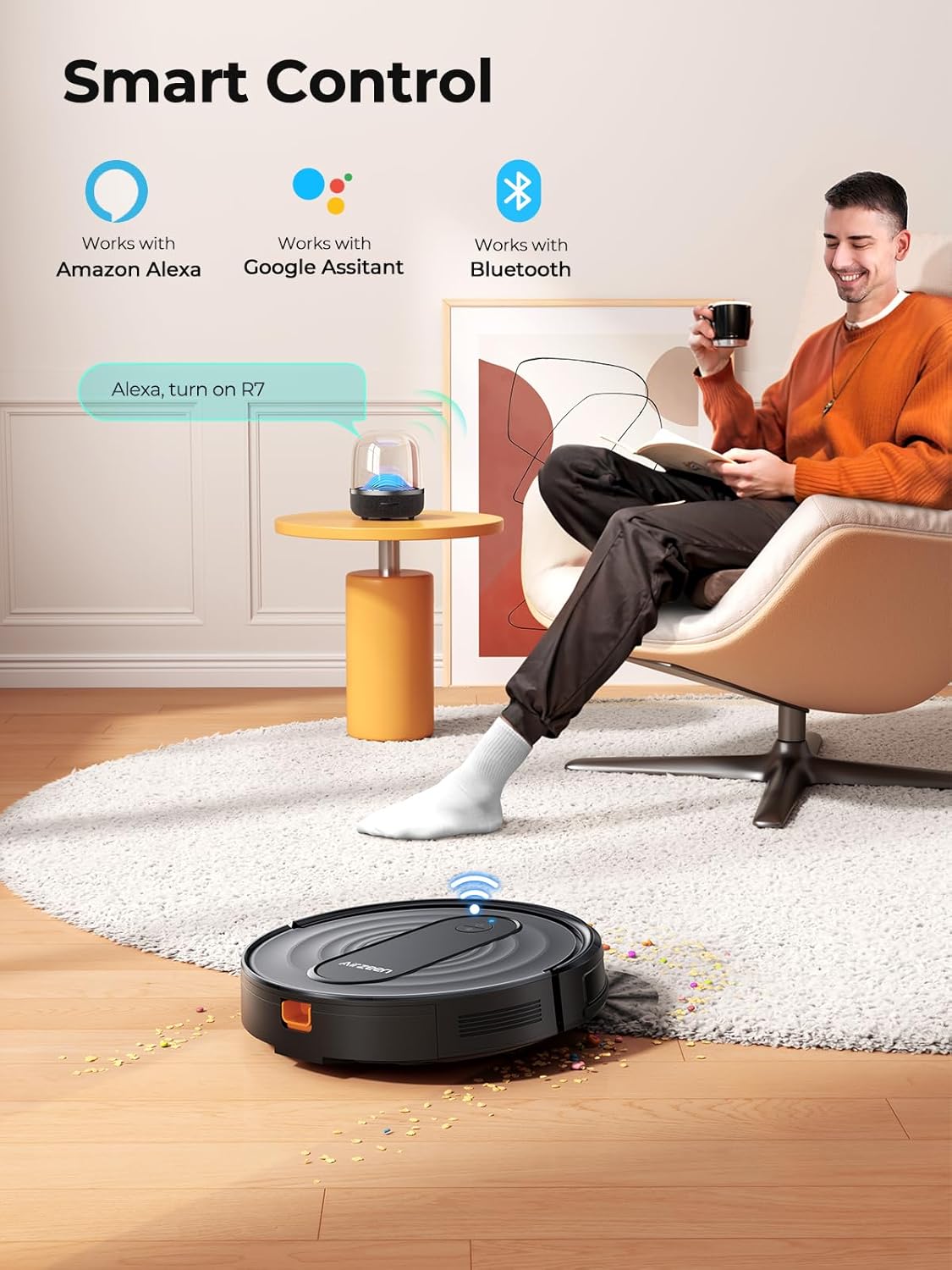 Robot Vacuum Cleaner with 3000Pa Suction,Personalized Cleaning Settings,Auto Self-Charging Robotic Vacuum,Carpet Booster,App/Alexa/Remote Control, Ideal for Pet Hair/Hard Floor/Carpet,R7 · v2