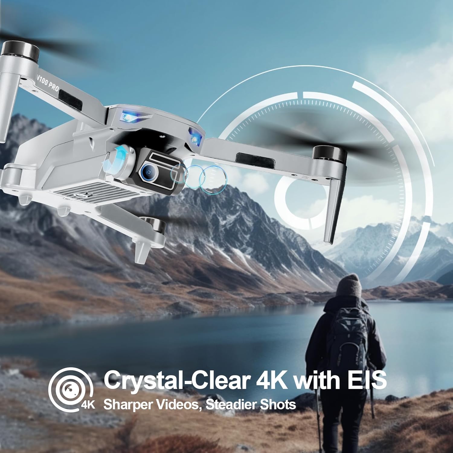Drone HHD con videocamera 4K per adulti principianti, trasmissione FPV 5G pieghevole 249G, scheda SD da 32 GB inclusa, quadricottero RC, motore brushless, Smart Return Home, modalità Headless e 2 velocità（bianco）