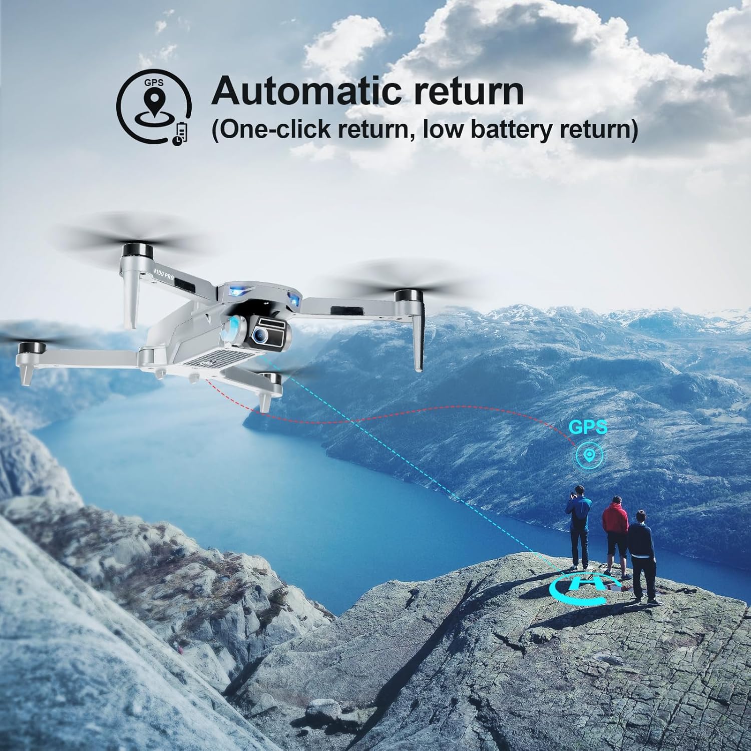 Drone HHD con videocamera 4K per adulti principianti, trasmissione FPV 5G pieghevole 249G, scheda SD da 32 GB inclusa, quadricottero RC, motore brushless, Smart Return Home, modalità Headless e 2 velocità（bianco）