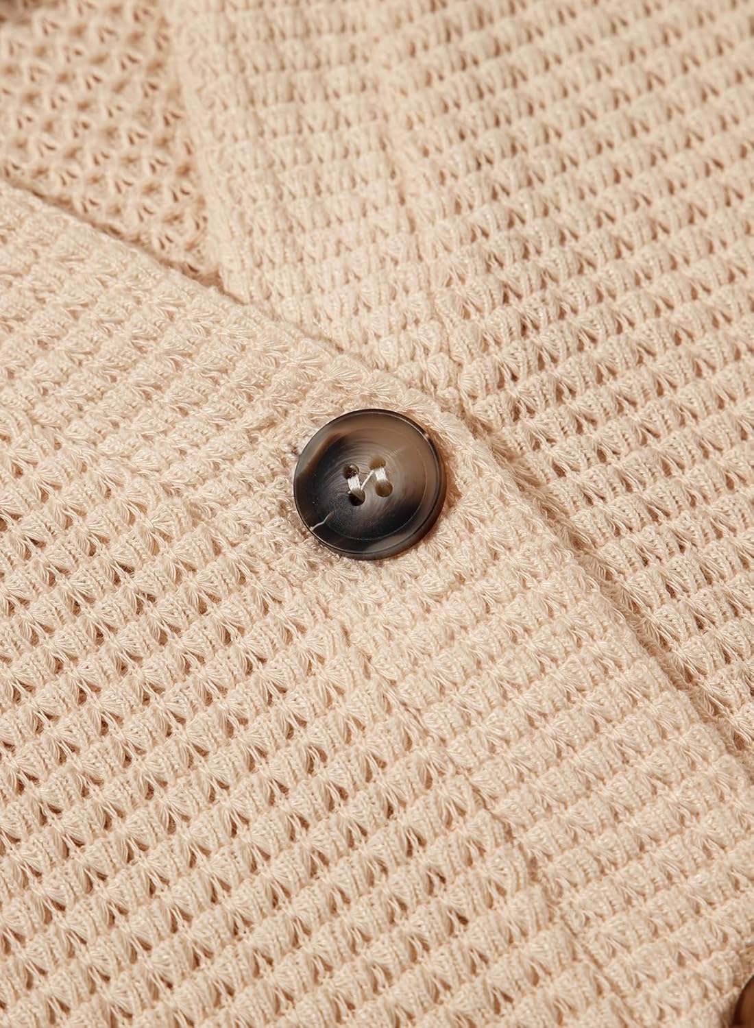 Dokotoo Kapuzenpullis für Damen, Waffelstrick, Tunnelzug, Knöpfe, V-Ausschnitt, Langarm, lässiger Pullover, Sweatshirt, Kapuzenoberteile