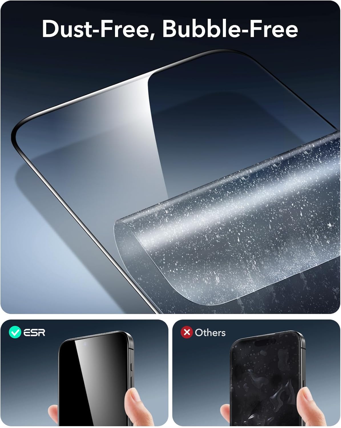 ESR 3 Pack 9H  Glass for iPhone 16 / iPhone 15 Screen Protector, [Military Grade Shatterproof  Longest Durable] Full Coverage Tempered Glass with Updated Easy Installation Tool