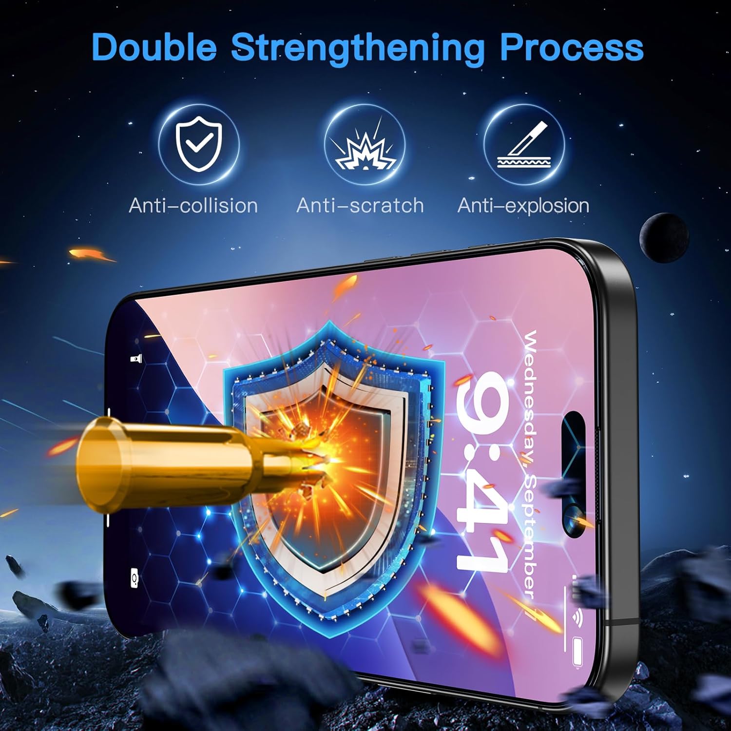 Uyiton Compatible with iPhone 16 Screen Protector (Anti-Blue Light) - [Easy Fit] Shatterproof Full Coverage [Case Friendly] 9H Tempered Glass Screen Protector for iPhone 16, 2 Pack