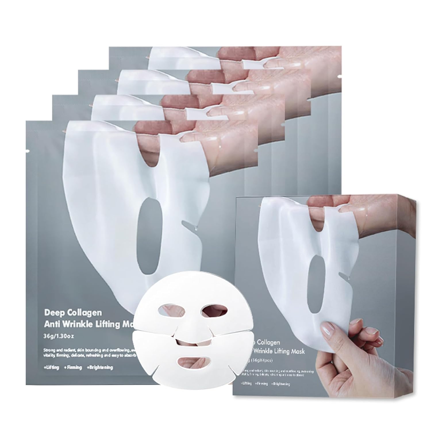 4 Pack Deep Collagen Overnight Mask,Bio-Collagen Real Deep Mask, Skinqueen Korean Collagen Films Deep Collagen Anti Wrinkle Firming Lifting Face Mask · v3