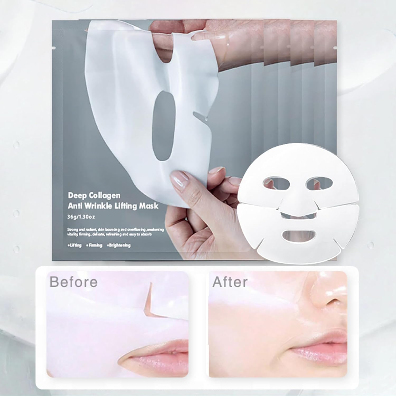 4 Pack Deep Collagen Overnight Mask,Bio-Collagen Real Deep Mask, Skinqueen Korean Collagen Films Deep Collagen Anti Wrinkle Firming Lifting Face Mask · v3