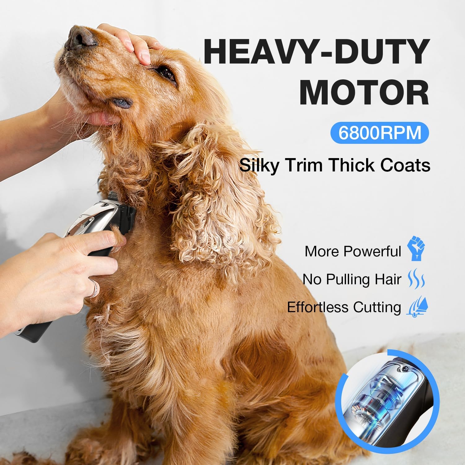 Dog Clippers for Grooming, Pet Grooming Supplies Kit, Professional Grooming Clippers for Thick Heavy Coats Low Noise Rechargeable Hair Trimmers with Ceramic Blade for Dogs Cats Animals · v3