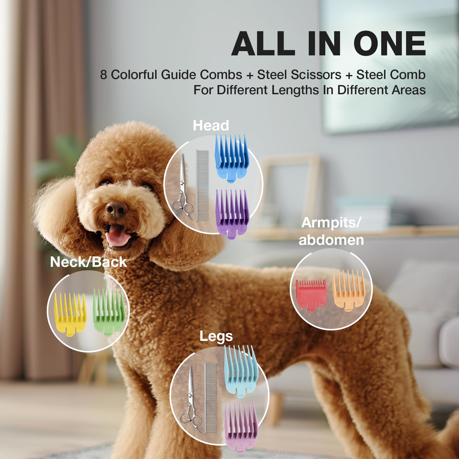 Dog Clippers for Grooming, Pet Grooming Supplies Kit, Professional Grooming Clippers for Thick Heavy Coats Low Noise Rechargeable Hair Trimmers with Ceramic Blade for Dogs Cats Animals · v3