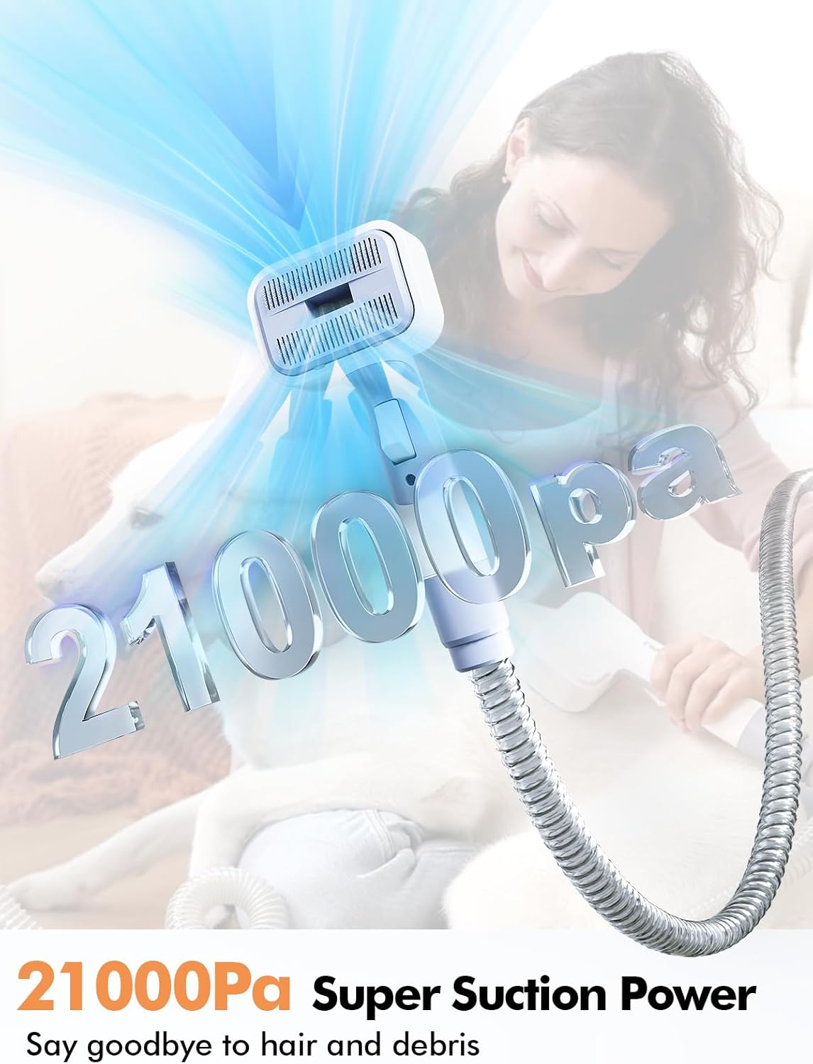 Kit aspirateur de toilettage pour chiens, aspirateur pour mue, sèche-cheveux, brosse à chien 9 en 1 avec tondeuses électriques pour animaux de compagnie, température de vitesse réglable de 21 kPa, température, vitesse réglable, 21 kPa, boîte à poussière de 3 L