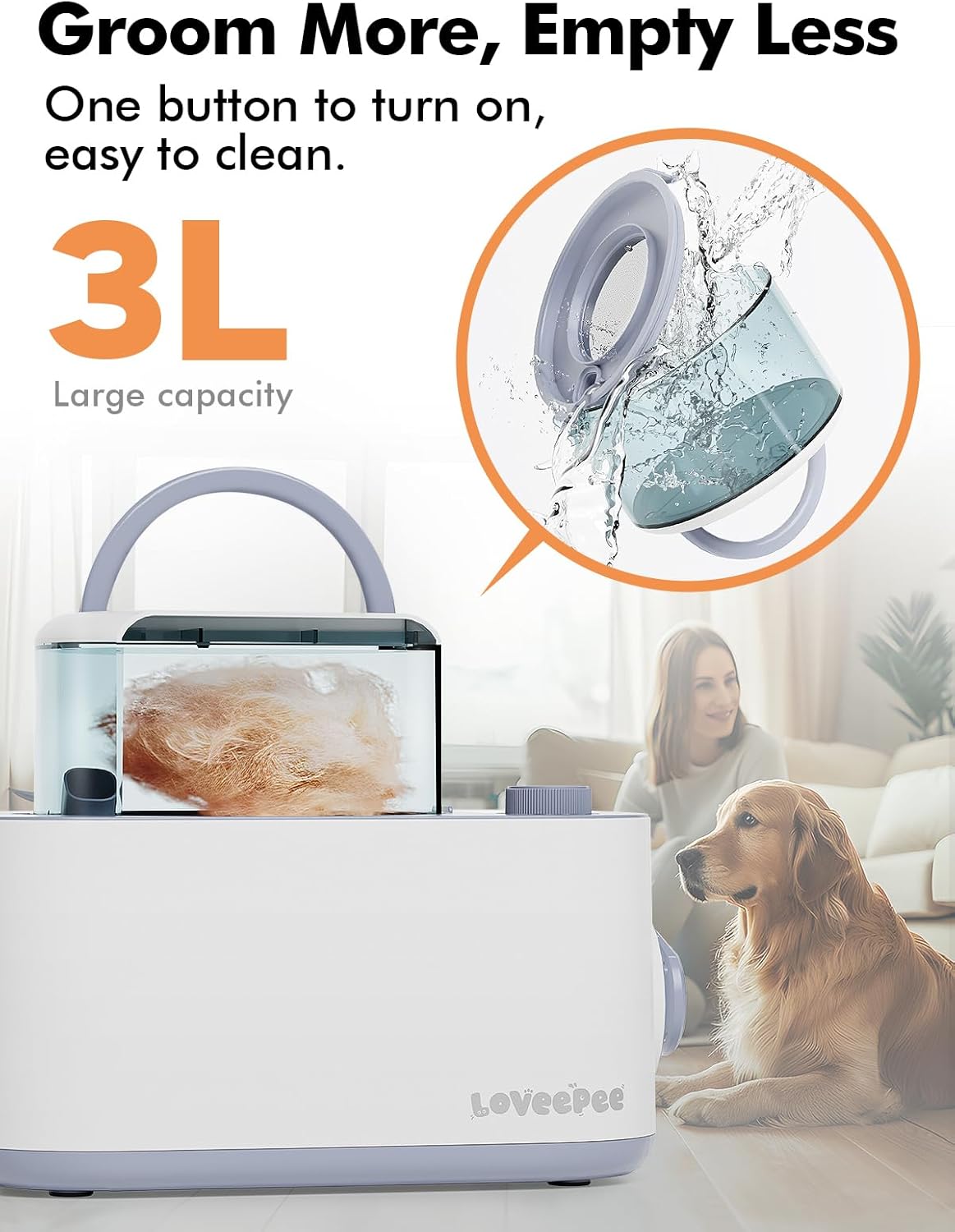 Kit aspirateur de toilettage pour chiens, aspirateur pour mue, sèche-cheveux, brosse à chien 9 en 1 avec tondeuses électriques pour animaux de compagnie, température de vitesse réglable de 21 kPa, température, vitesse réglable, 21 kPa, boîte à poussière de 3 L