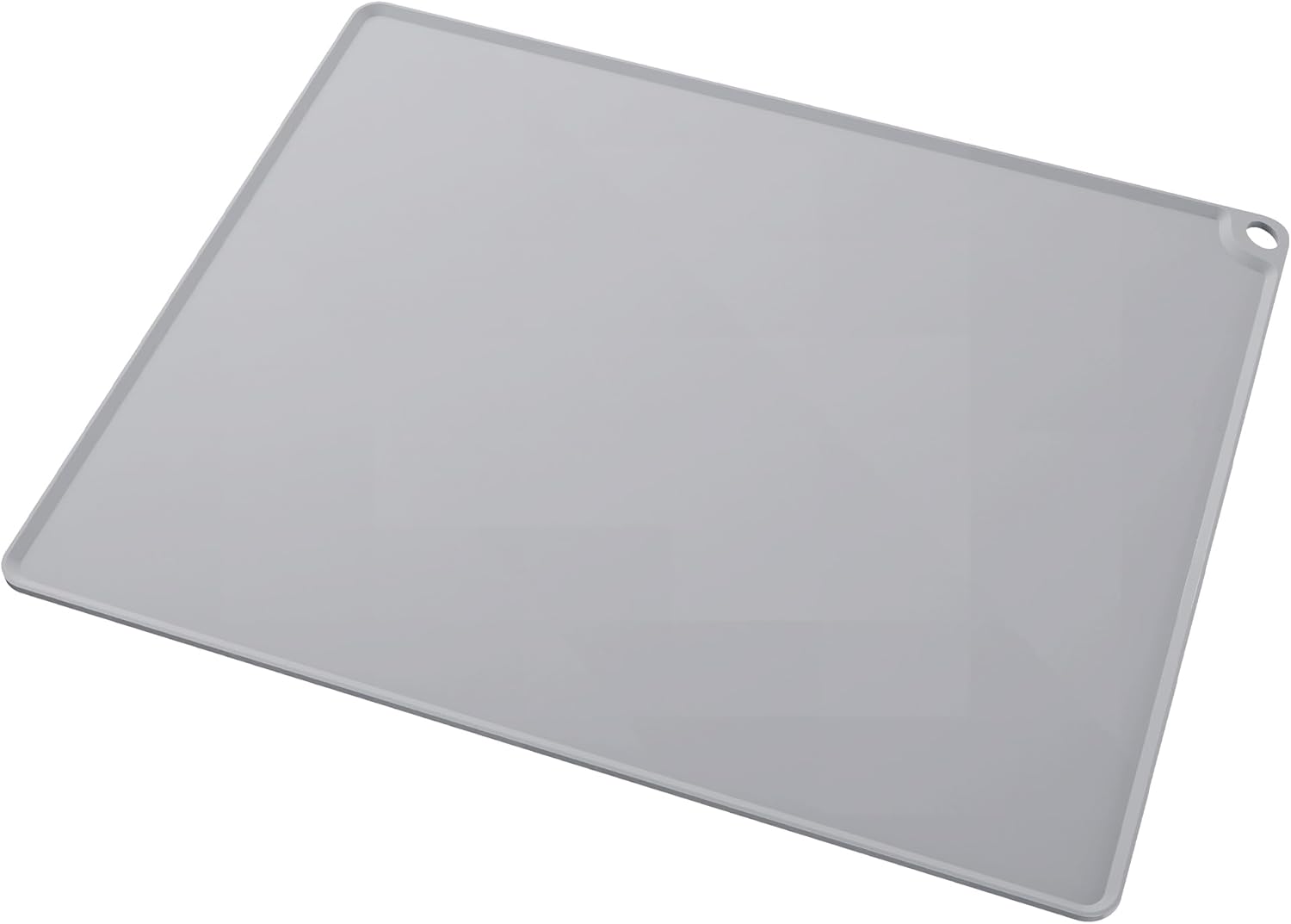Tapis de nourriture en silicone pour chats et chiens, 19,7 x 15,7 pouces, gris, imperméable, bord surélevé, antidérapant, facile à nettoyer