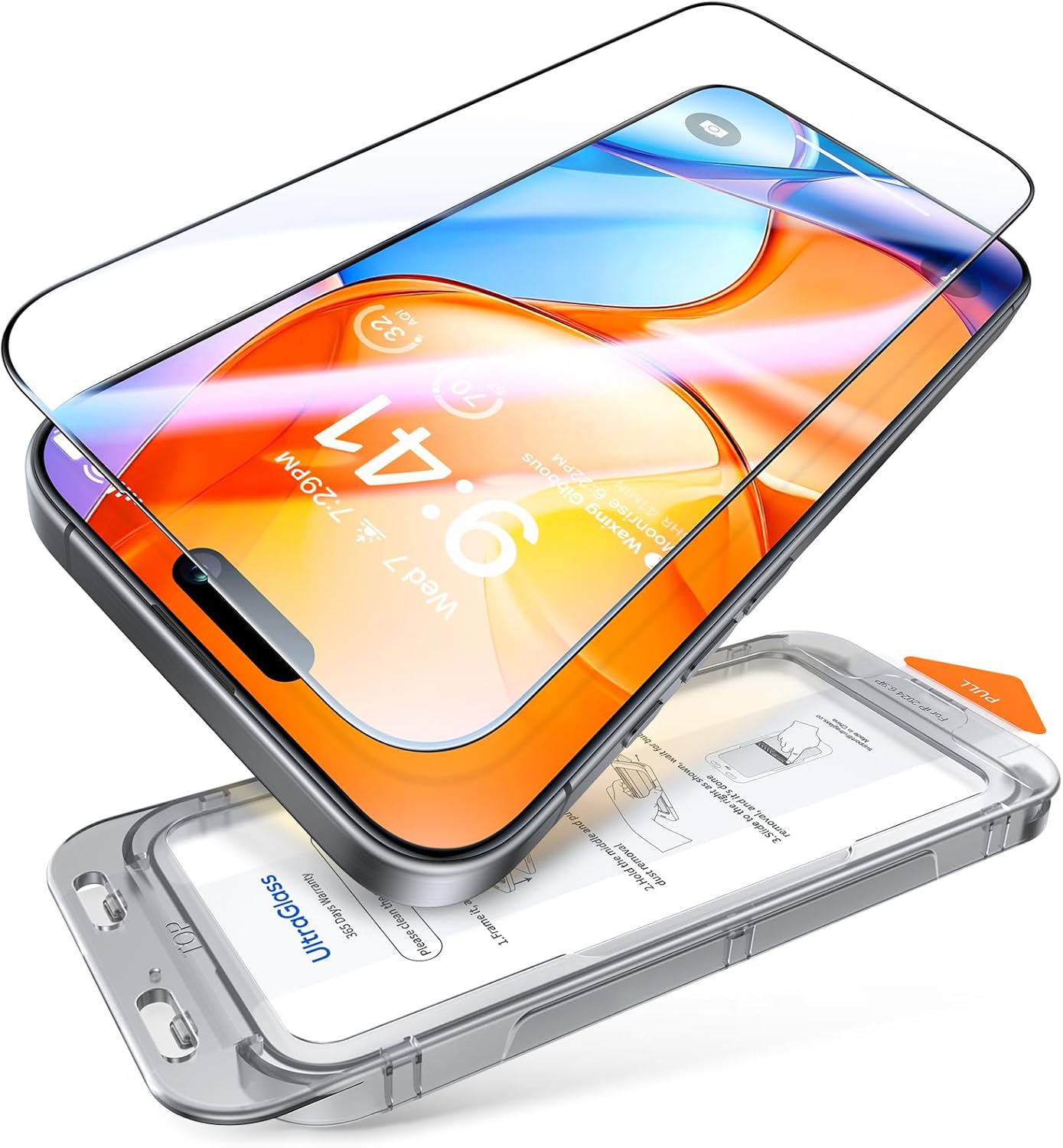 UltraGlass Unbreak Top 9H  Glass for iPhone 16 Pro Max Screen Protector [Anti Reflection  Military Grade Shatterproof] Tempered Glass [Full Coverage] Longest Durable