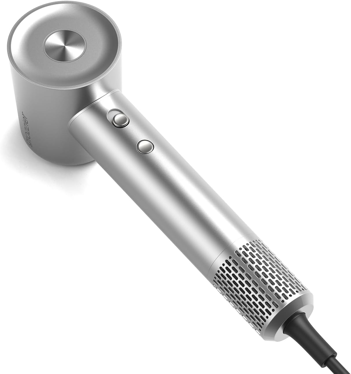 Ionische haardroger voor krullend haar, borstelloze motor van 110.000 toeren per minuut, diffuser, glad mondstuk, lichtgewicht, stil, sneldrogend (grijs)