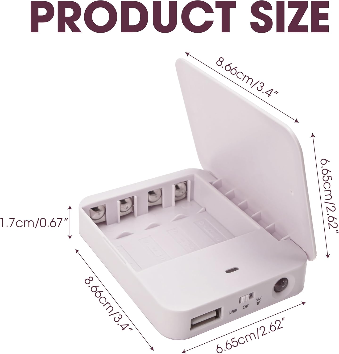 4AA Operated Battery Powered Phone Charger Holder, Battery Holder for Emergency Charging, Portable USB Charging Stand with 4 Battery Slots (Batteries Not Included) · v2