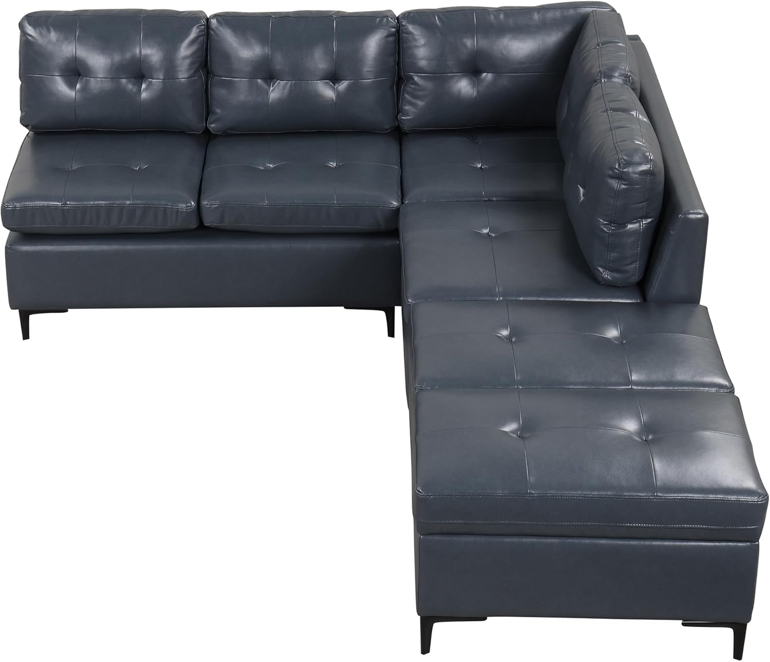 ERYE Convertible L-Shaped Sectional Sofa with Reversible Chaise Lounge, PU Leather Upholstery Modular Couch w/Movable Storage Ottomans,5-Seater Corner Sofá,Luxury Leisure Couches for Spacious Space · v3