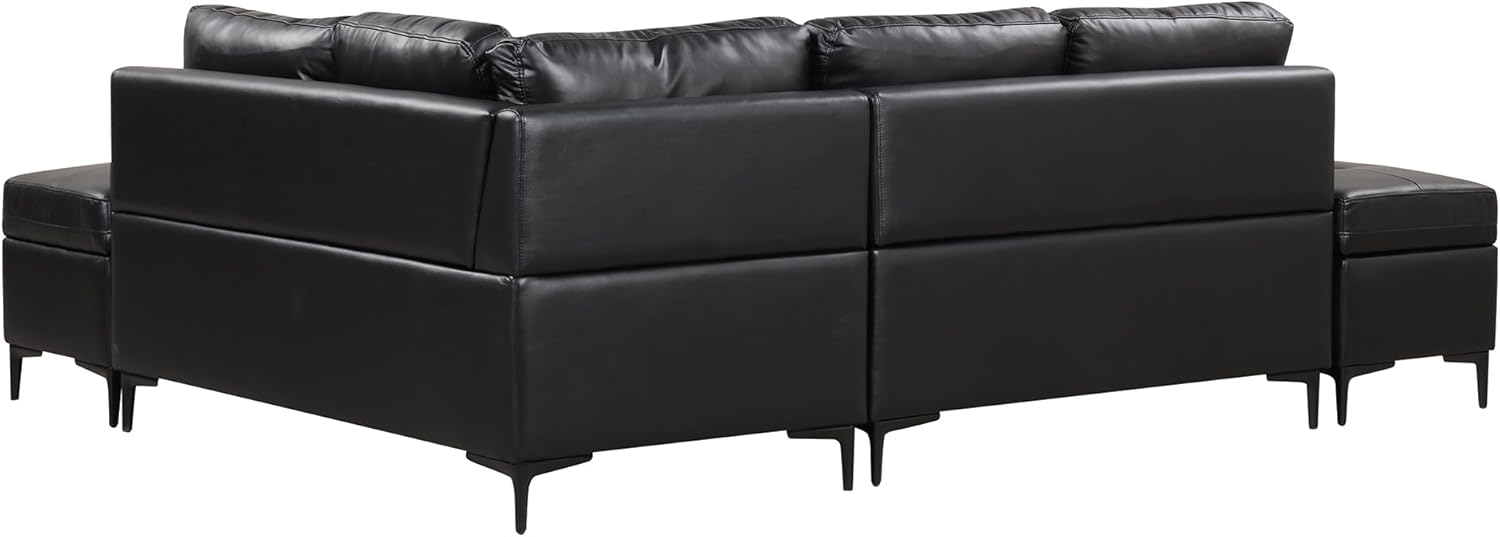 ERYE Convertible L-Shaped Sectional Sofa with Reversible Chaise Lounge, PU Leather Upholstery Modular Couch w/Movable Storage Ottomans,5-Seater Corner Sofá,Luxury Leisure Couches for Spacious Space · v3