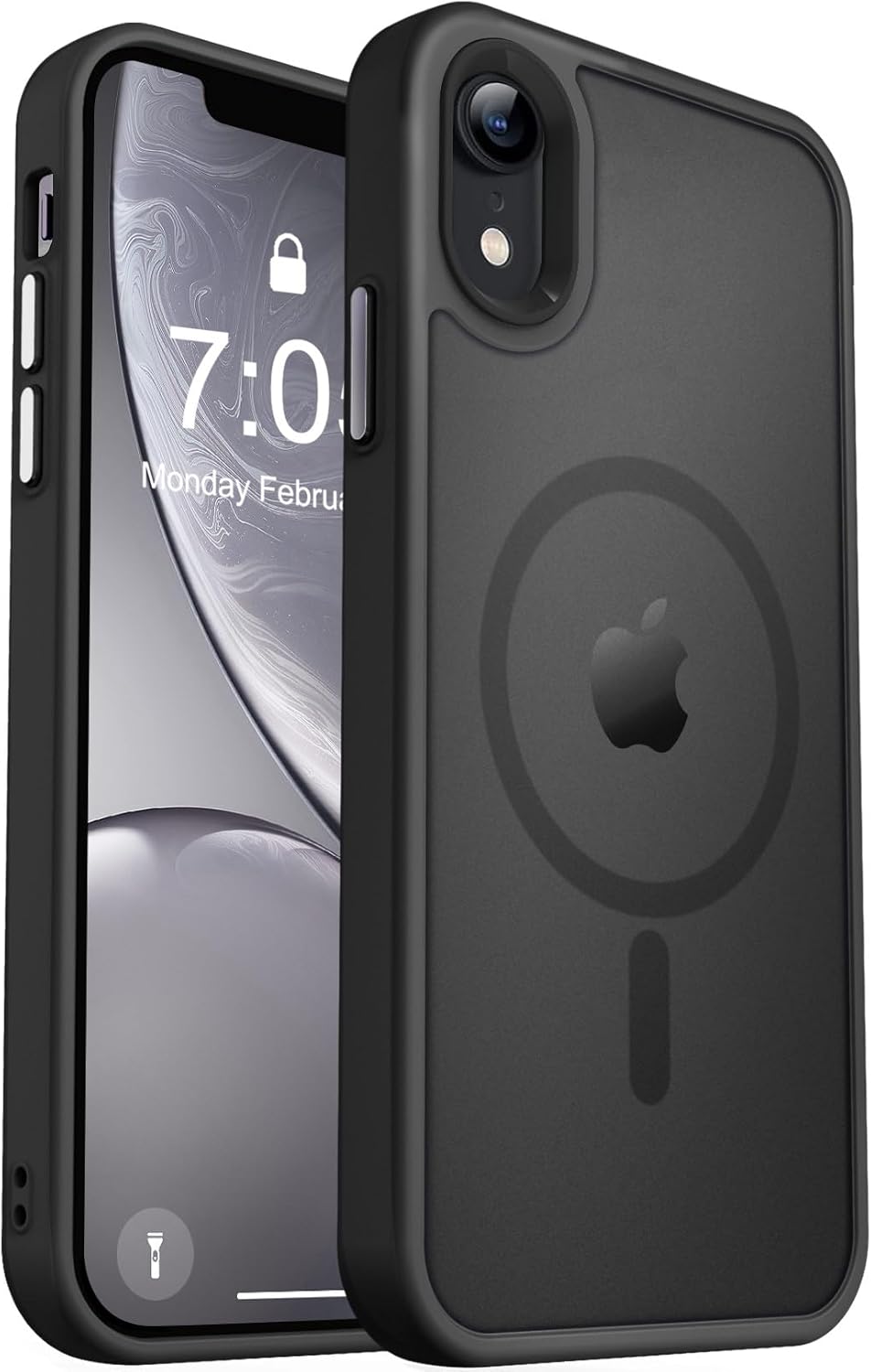 MOCCA Strong Magnetic for iPhone XR Phone Case, [Compatible with Magsafe][Mil-Grade Drop Protection] Slim Thin Translucent Matte Protective Cover Case for iPhone XR Case 6.1', Black · v7