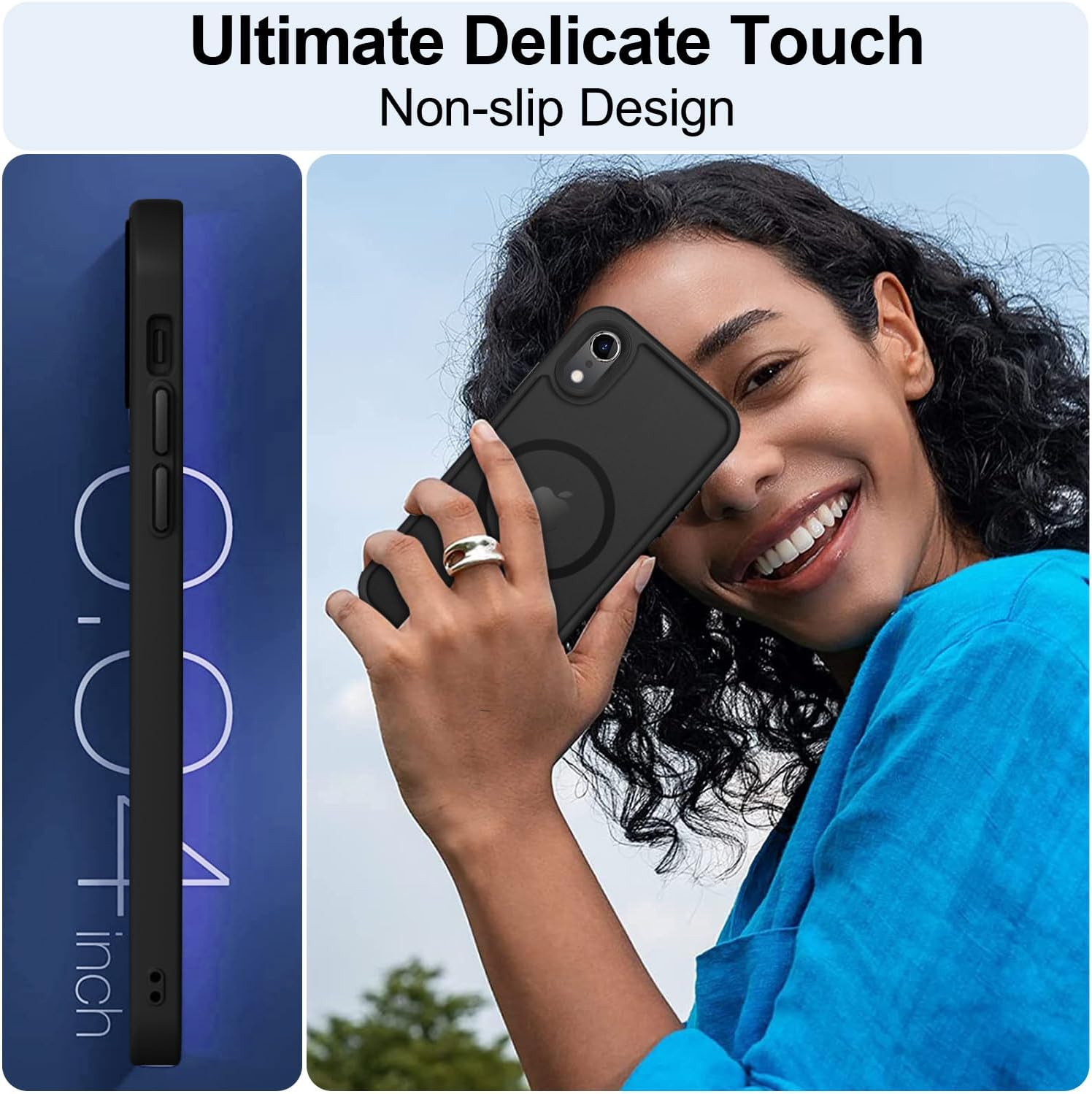 MOCCA Strong Magnetic for iPhone XR Phone Case, [Compatible with Magsafe][Mil-Grade Drop Protection] Slim Thin Translucent Matte Protective Cover Case for iPhone XR Case 6.1', Black · v7