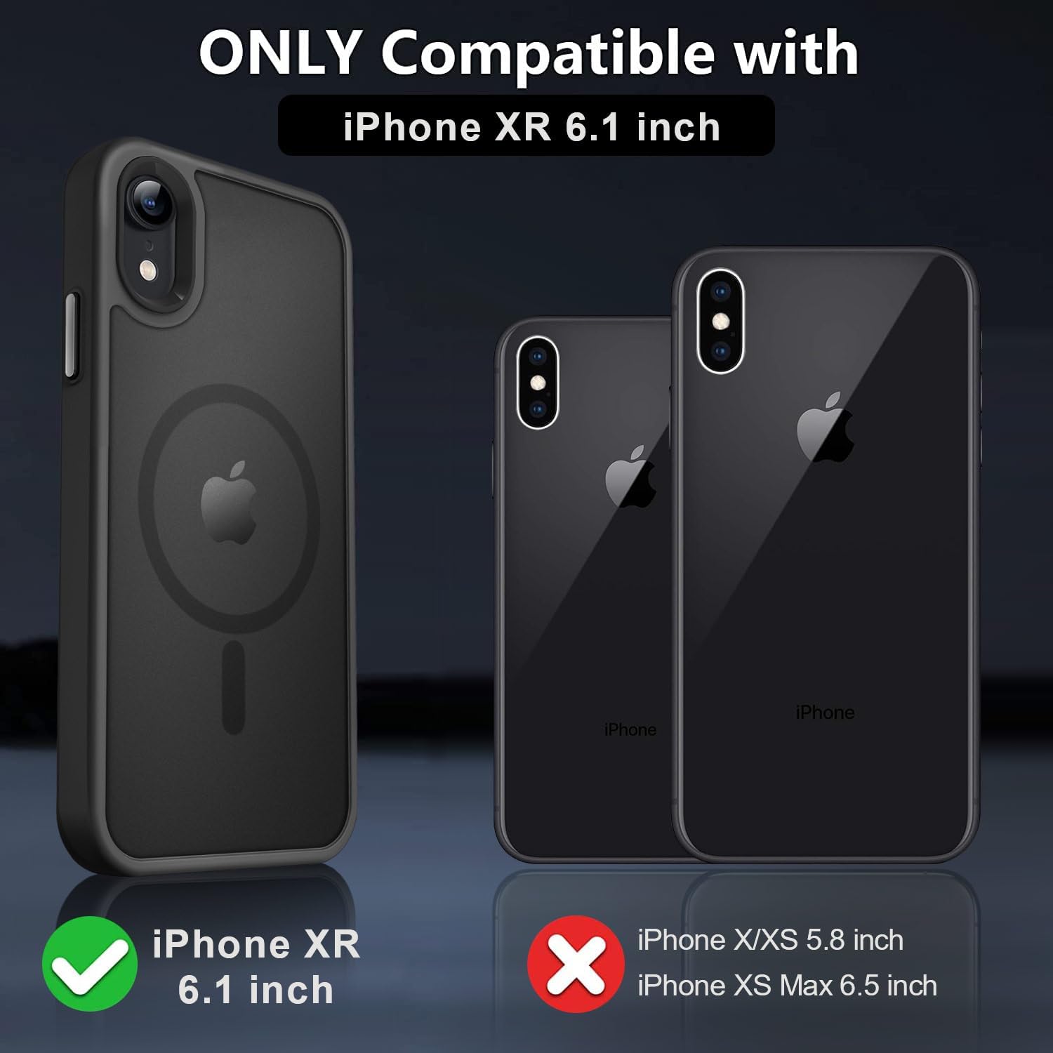 MOCCA Strong Magnetic for iPhone XR Phone Case, [Compatible with Magsafe][Mil-Grade Drop Protection] Slim Thin Translucent Matte Protective Cover Case for iPhone XR Case 6.1', Black · v7