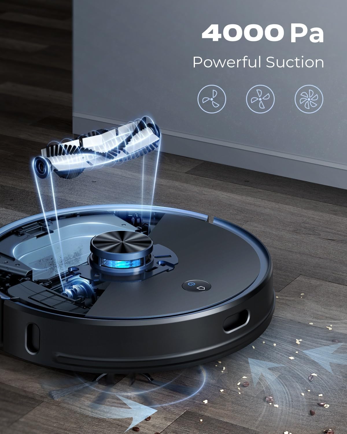 Laresar Robot Vakum ve Paspas Kombinasyonu, 3.5L Kendinden Boşaltma İstasyonlu 3'ü 1 Arada Robotik Vakum, Lidar Navigasyonu, Akıllı Uygulama Kontrolü, Evcil Hayvan Tüyleri/Zeminler/Halılar için, L6 Pro, Siyah
