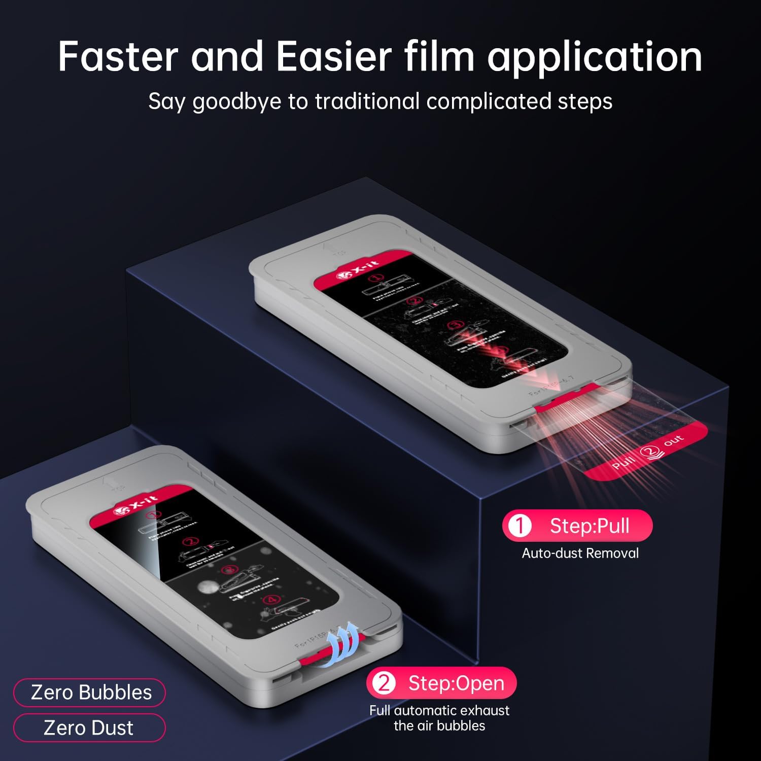 X-it 2-Pack Screen Protector for iPhone 14 Plus(6.7), 9H  Tempered Glass, Auto-Dust Removal, Military Grade Protection, Bubble-Free, Full Coverage, Case Friendly