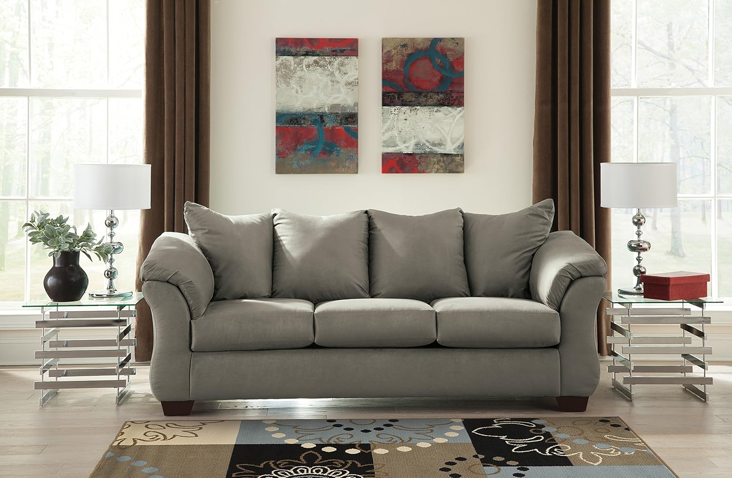 Signature Design by Ashley Darcy Casual Plush Sofa and Loveseat, Grayish Brown · v2