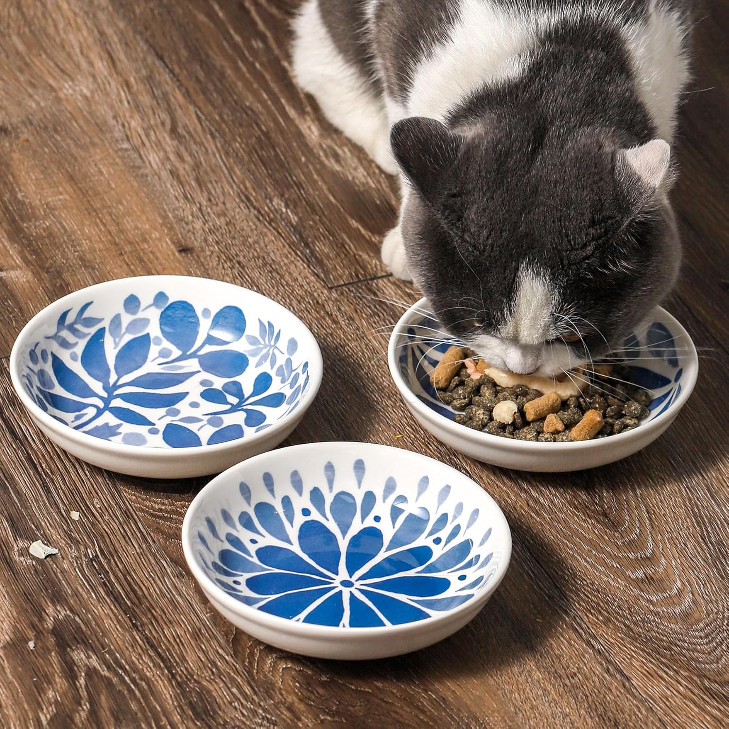 3 ciotole in ceramica per gatti, larghe 5,5 pollici, ciotola per cibo per gatti per alleviare l'affaticamento dei baffi