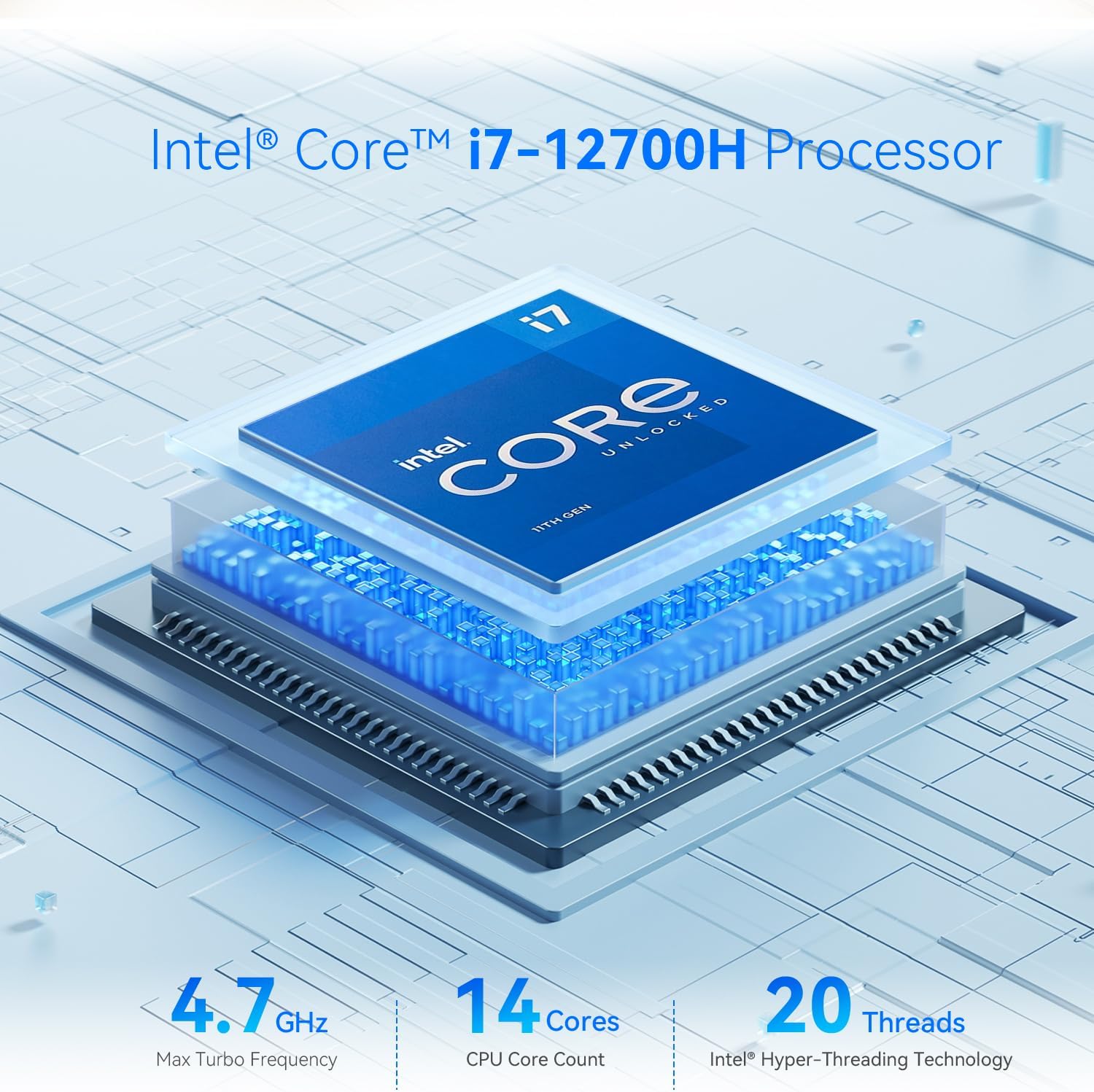 Beelink SEi12 MAX Mini PC, Intel Core i7-12700H(14C/20T, up to 4.7GHz), 32GB DDR5 RAM 500GB PCle4.0 SSD, Mini Desktop Computer Support 4K@144Hz/Tirple Display/WiFi6/BT5.2/HDMI DP/USB4 · v6